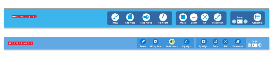 Control panel for ereader with all of the buttons to slect and highlight text. 