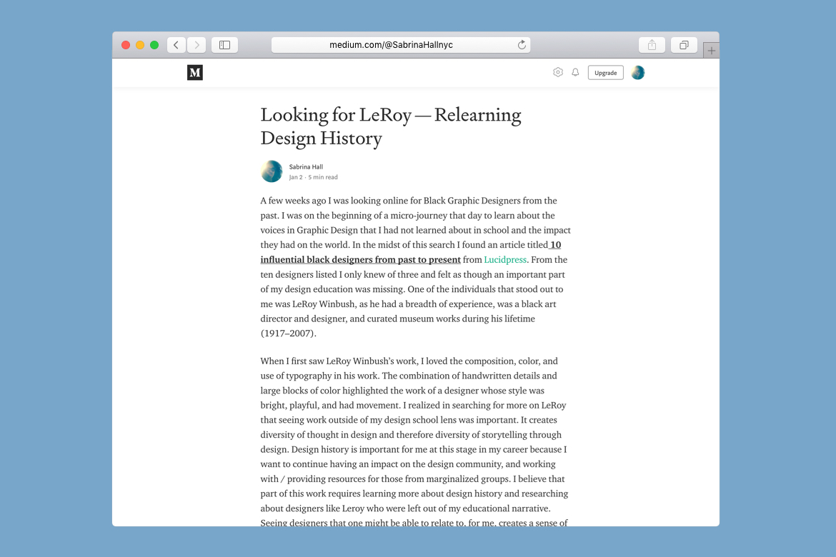 Screen grab of the Text from the article Looking for Leroy - Relearning Design History