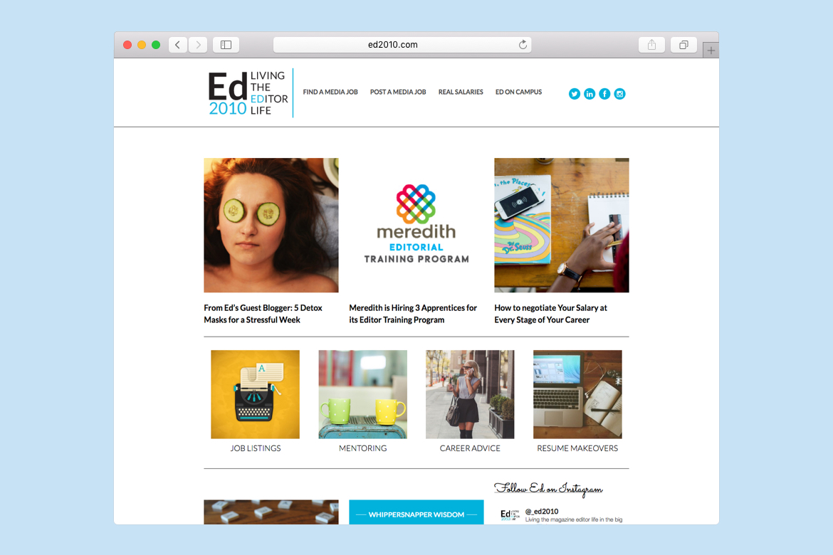 Website for Ed2010 an editorial career platform.