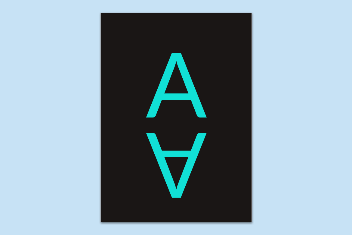 Letter A being shown with an inverse reflection for the accessibility cover.