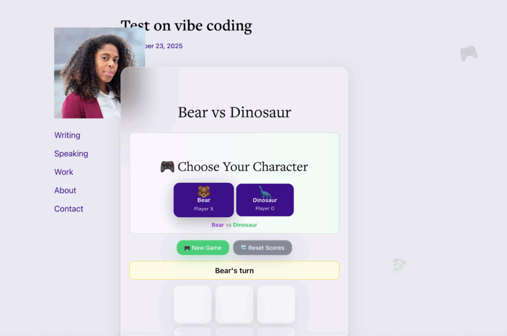 Tic and toe game stylized but floating over an image and menu with incorrect alignment showing text that is crashing into one another and not loading.
